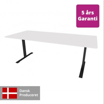 Billede af Billede af Hæve-sænkebord hvidt med sort stel. Dette bord giver et godt arbejdsmiljø og gør det nemt at lave en flot indretning på arbejdspladsen eller i dit hjem.