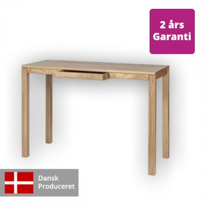 Billede af Skrivebord med skuffe i massiv eg. Bordet er af traditionelt dansk design, som passer ind de fleste steder. Behandlet eller ubehandlet.