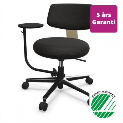 Svanemærket kontorstol Savo 360, enkel stol til kontoret, kombinerer den velkendte kontorstol med den klassiske træstol. Høj eller lav stol.