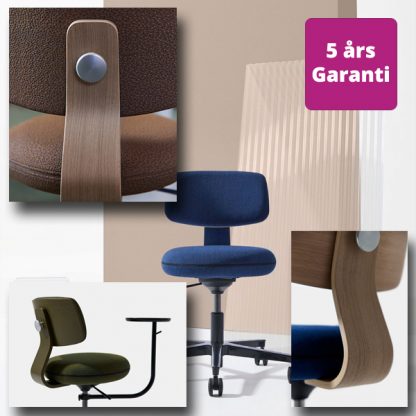 Billede afSvanemærket kontorstol Savo 360, enkel stol til kontoret, kombinerer den velkendte kontorstol med den klassiske træstol. Høj eller lav stol.