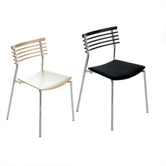 Billede af Mødestol Rail, en flot klassisk mødestol eller kantinestol. Træryg med god komfort. Med eller uden armlæn og sædepolstring. Birk eller sort.