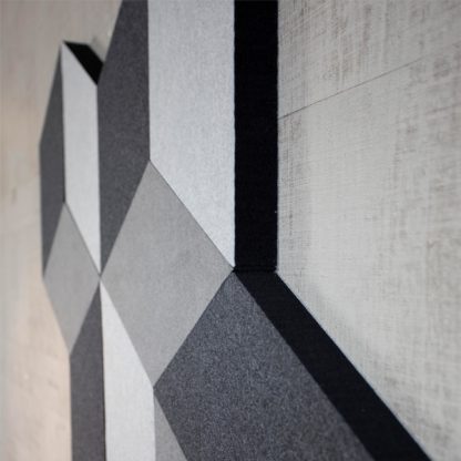 Billede af Cubik vægelementer formet som romber. De fås i sæt med tre farver/skygger, skaber et kreativt vægmønster med optiske illusioner. Lyddæmpende