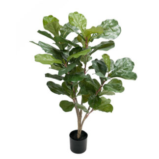 Billede af Violfigen, en kunstig plante, der ser naturtro ud. Brede og fyldige blade, kan sættes i en potte for sig, eller sammen med andre planter i en plantekasse.
